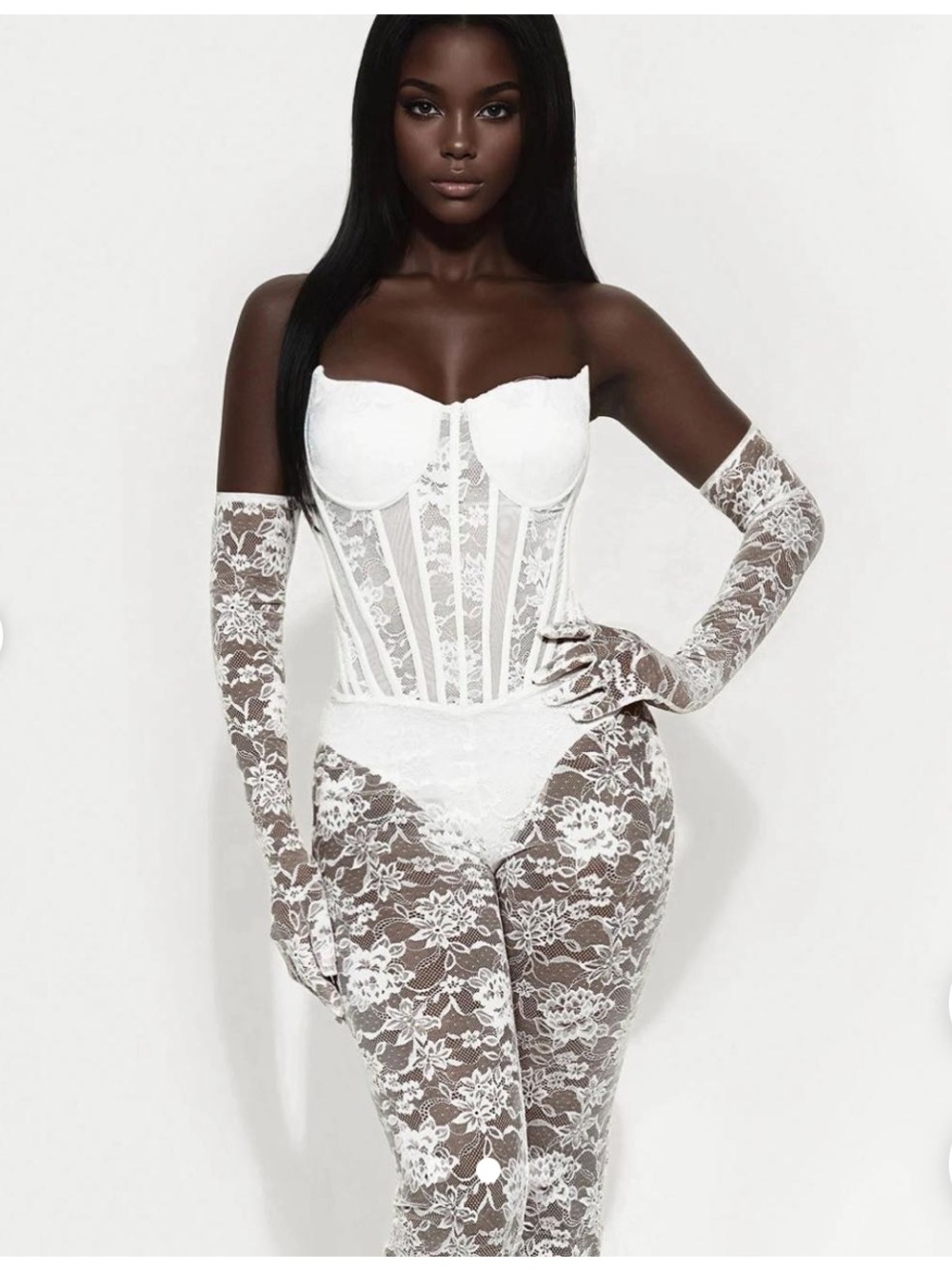 NEW Fashion Nova White Lace Bustier Jumpsuit One Piece in Small (SOLD OUT)